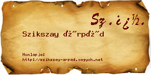 Szikszay Árpád névjegykártya